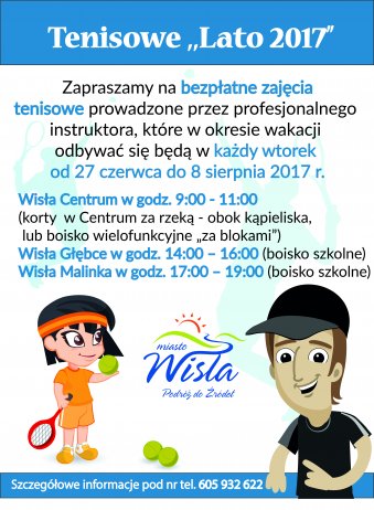 Afisz z informacją o zajęciach tenisowych